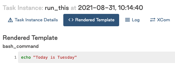 Rendered Template view